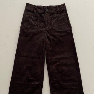 MAEVE The Colette Corduroy Standard Crop Wide-Leg Dark Brown Pants